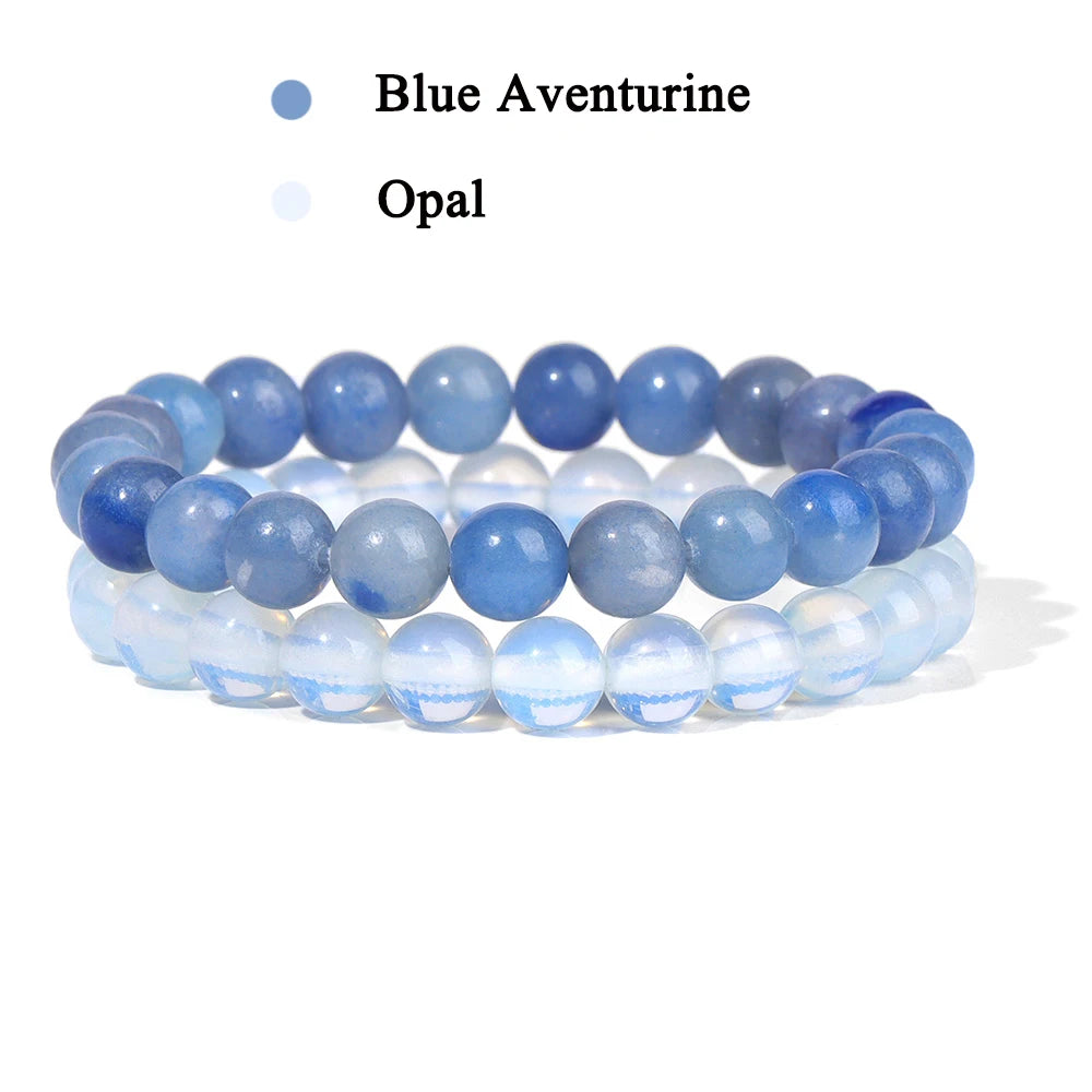 AVERLLA™ Natural Stone Elastic Bracelets – Lapis, Amethyst & Lava Beads