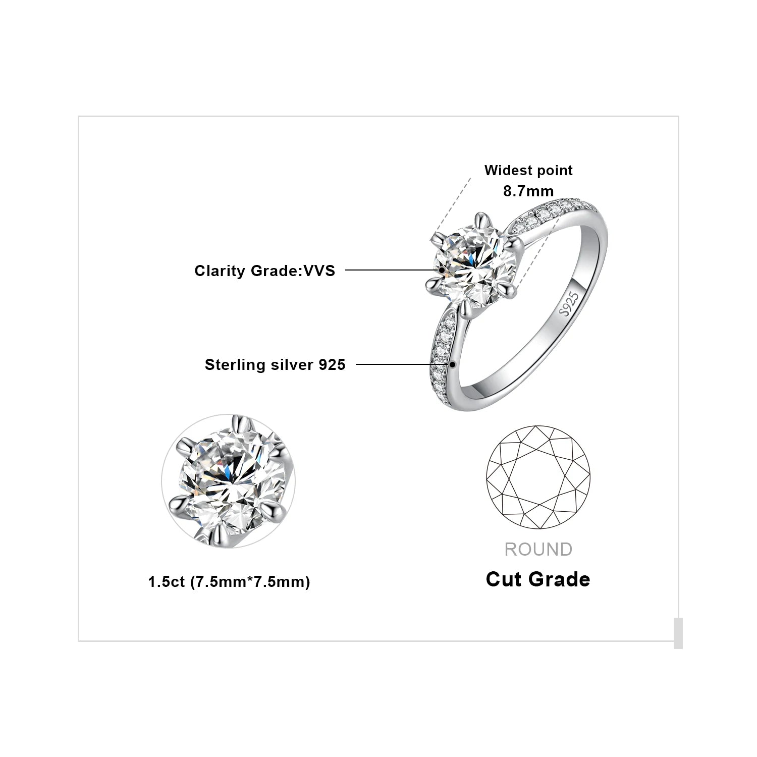 AVERLLA™ Moissanite Round Cut Engagement Ring