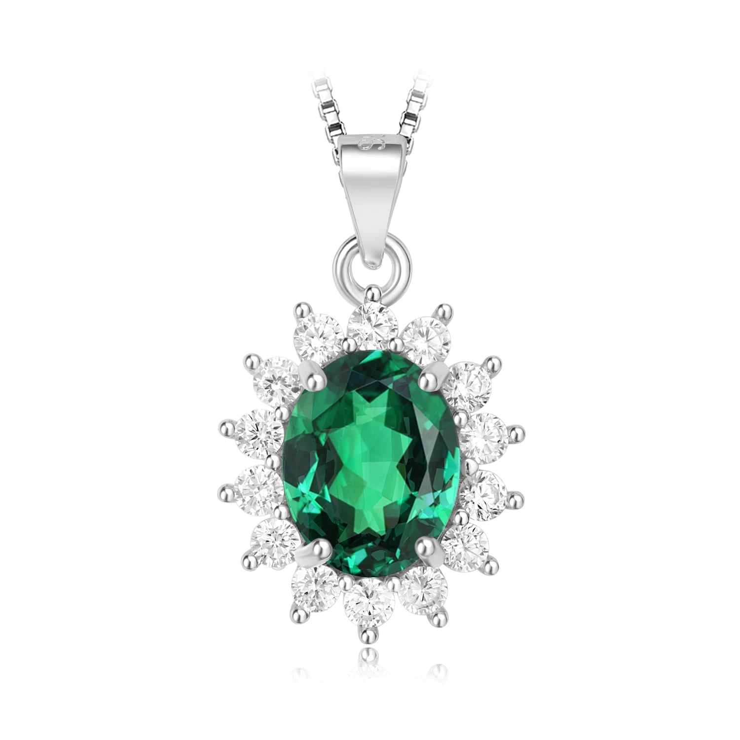 AVERLLA™ Oval 2.67ct Created Sapphire & Ruby Nano Emerald Diana Pendant Necklace in 925 Sterling Silver