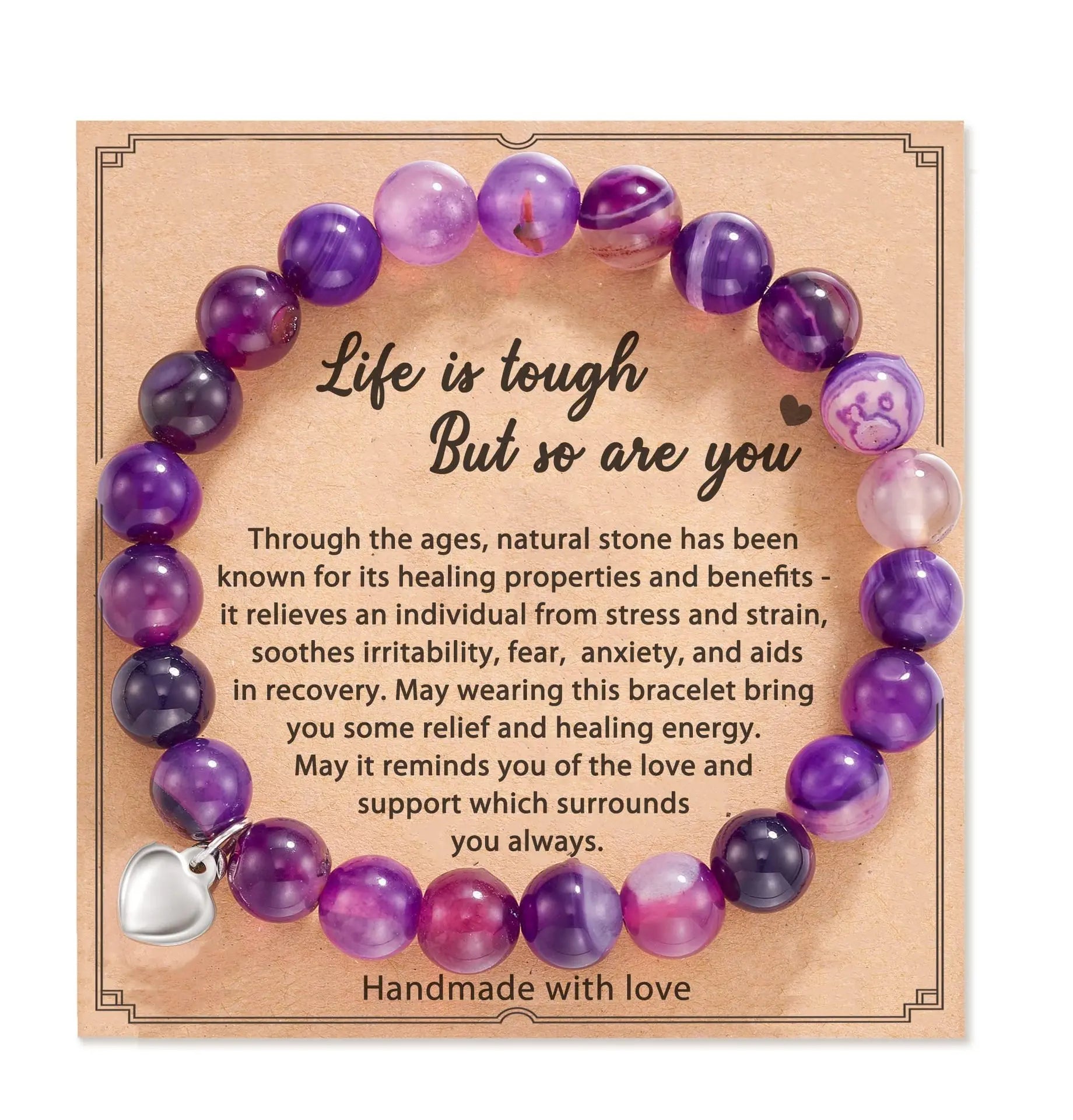 AVERLLA™ Pink Zebra Bead Bracelet – Healing Crystal Gift