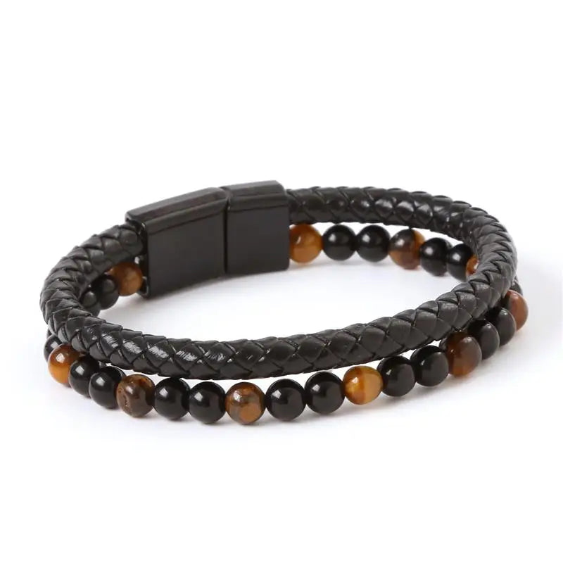 AVERLLA™ Titan Edge Hand-Woven Multilayer Leather Bracelet