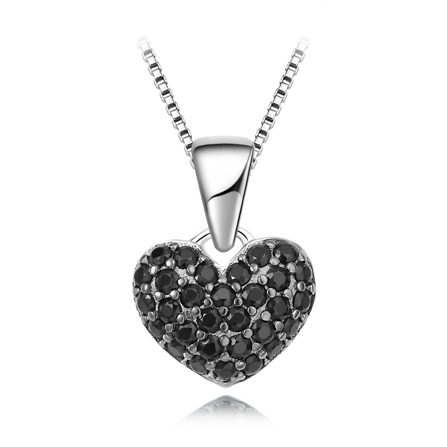 AVERLLA™ Heart Natural Black Spinel Pendant Necklace in 925 Sterling Silver for Women