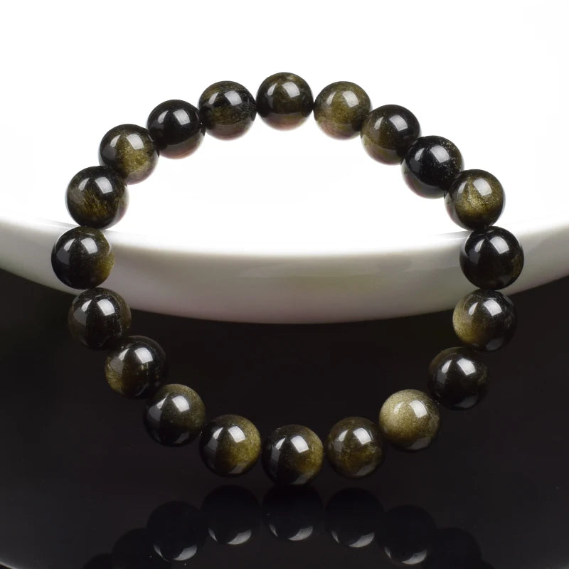 AVERLLA™ Golden Obsidian Energy Bracelet with Rainbow Light Beads