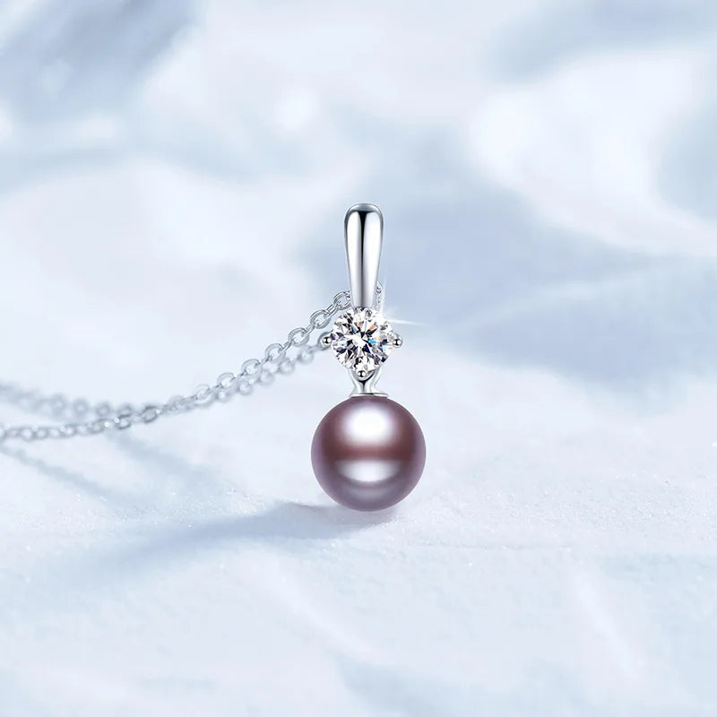 AVERLLA™ Radiant Bloom Moissanite & Purple Pearl Pendant Necklace