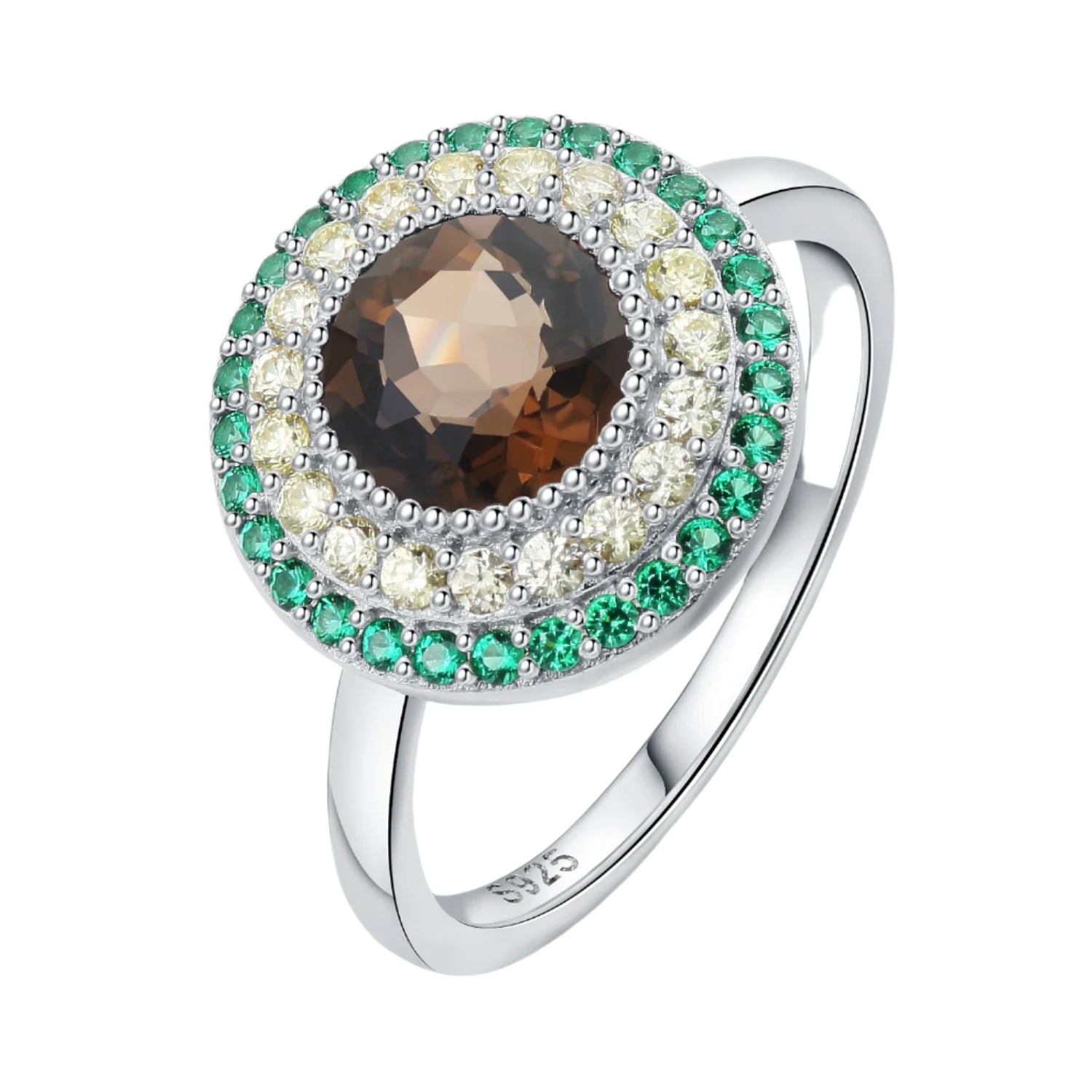 AVERLLA™ Avocado Delight 2.2ct Natural Smoky Quartz Cocktail Ring