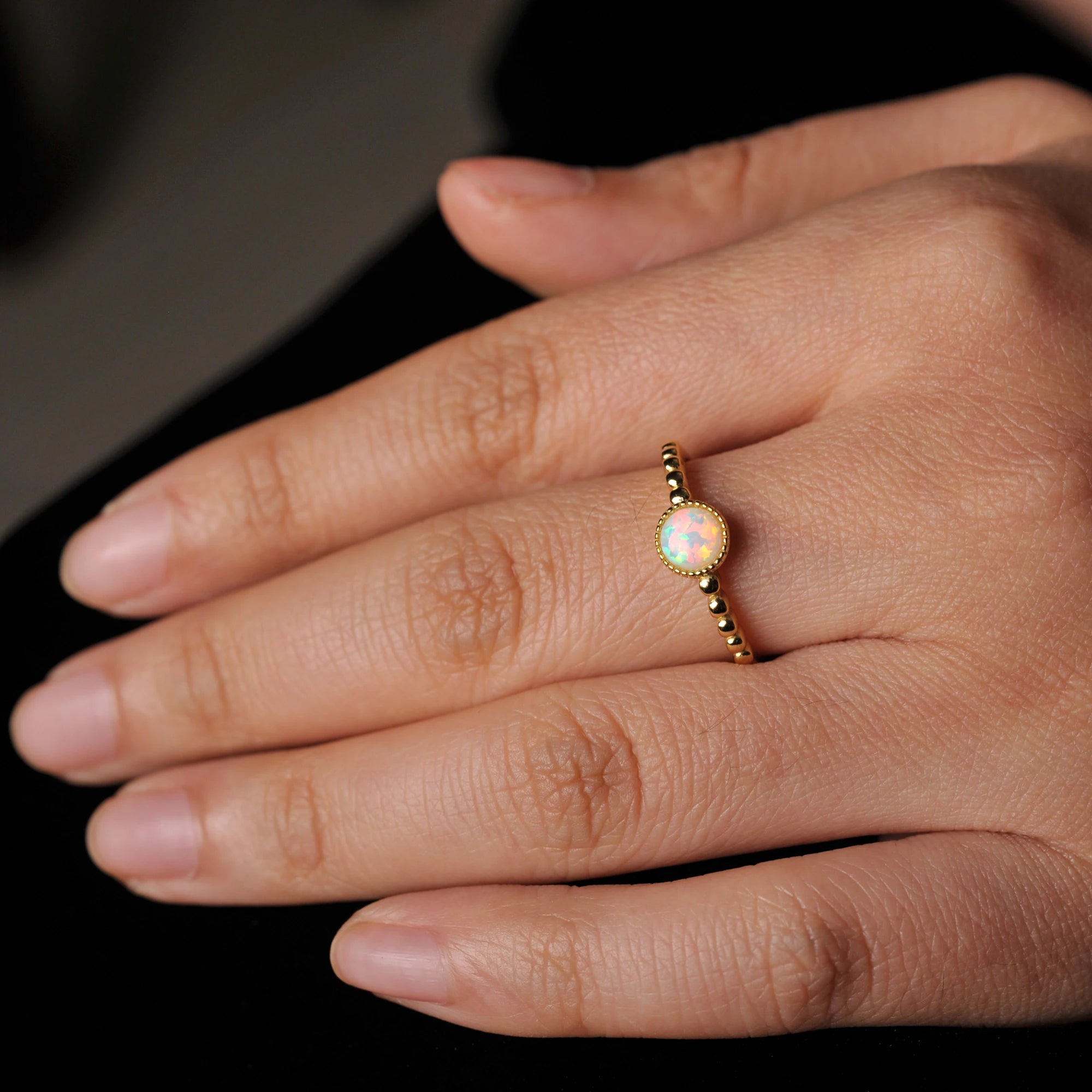 AVERLLA™ Eternal Flame White Fire Opal Adjustable Ring