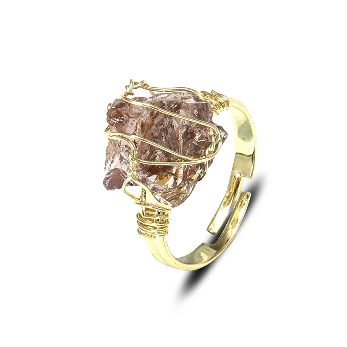 AVERLLA™  Farsighte Star Adjustable Crystal Rings – Natural Stone & Gold Wire