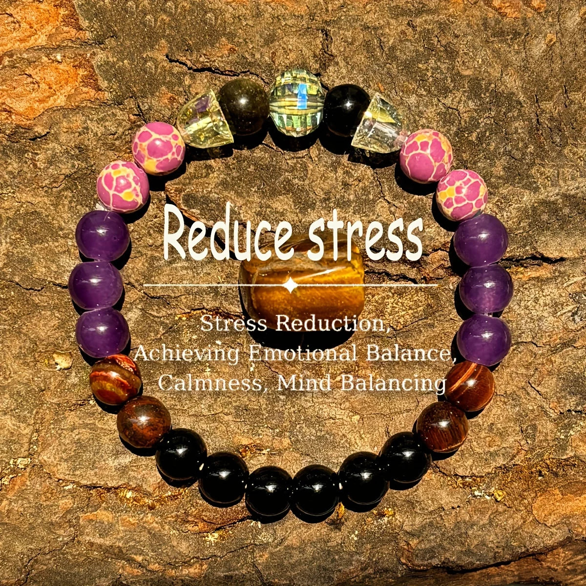 AVERLLA™ Handmade Beaded Bracele  Red Tiger Eye Stone & Imperial Jasper