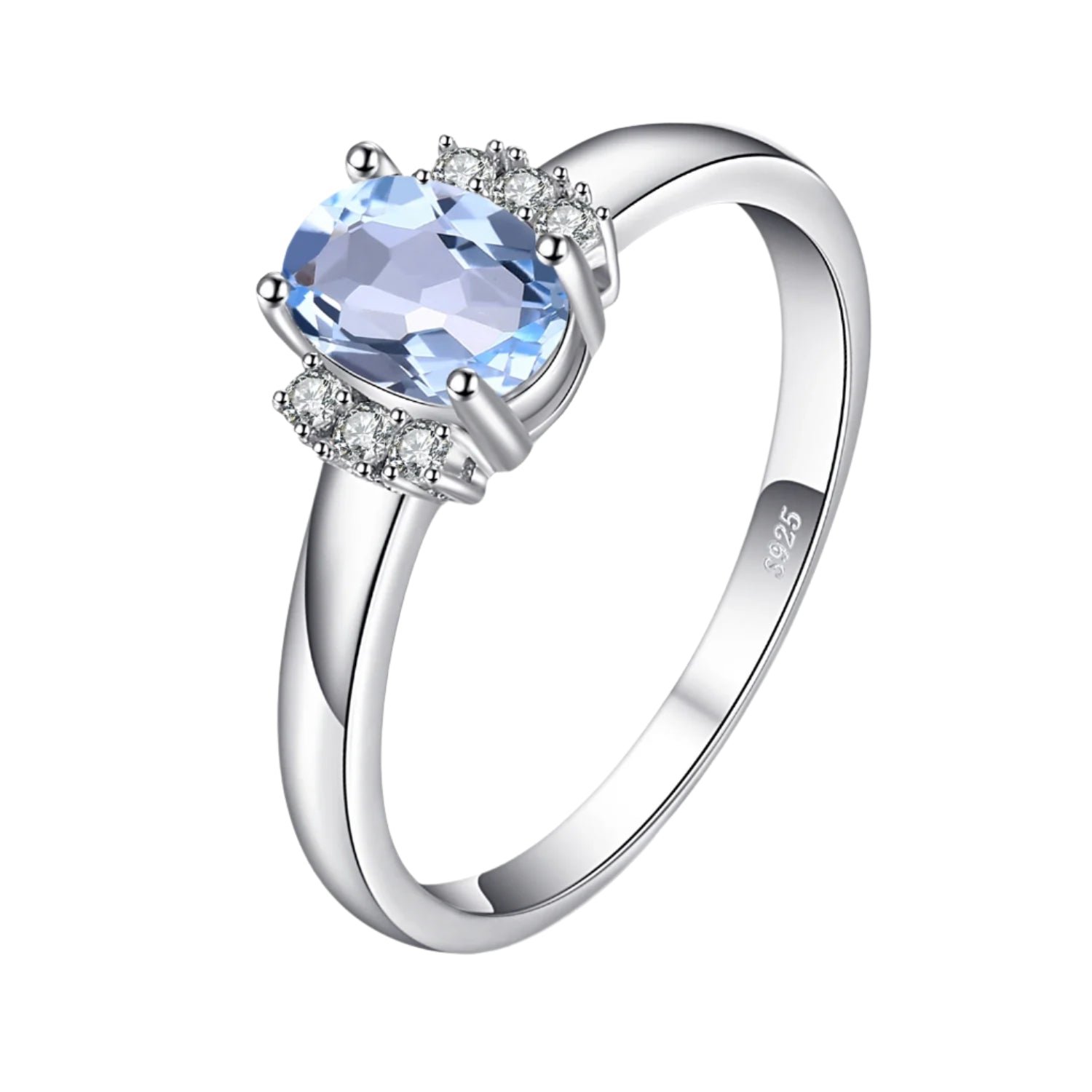 AVERLLA™ Elegant Oval Natural Sky Blue Topaz Engagement Ring