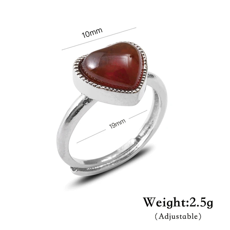 AVERLLA™ Radiant Heart Gemstone Adjustable Ring – Rose Quartz, Amethyst, Opal, Aventurine