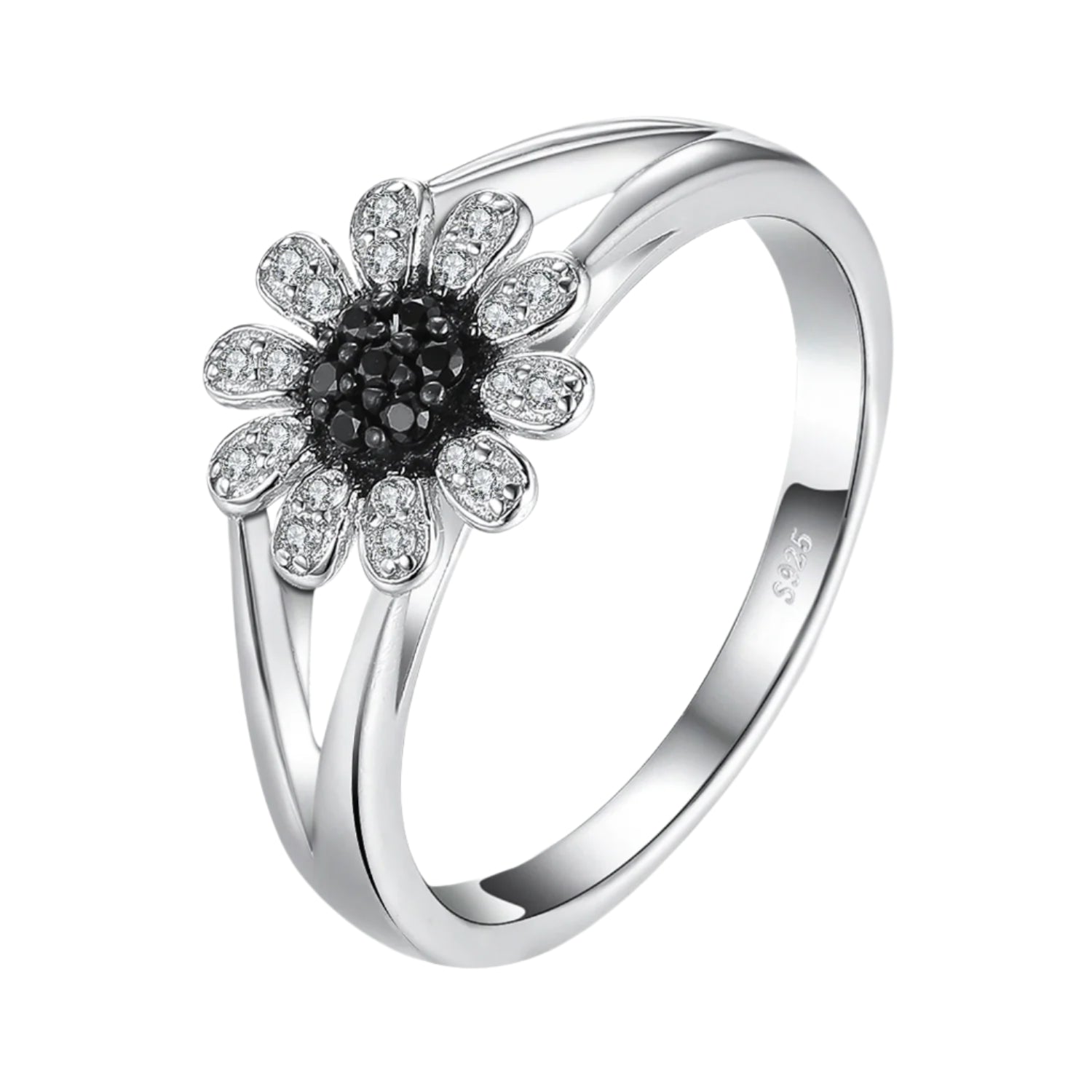 AVERLLA™ Black Spinel Flower Silver Ring