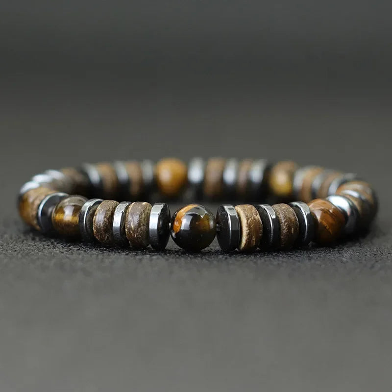 AVERLLA™ Vintage Men’s Natural Stone & Wooden Bracelet