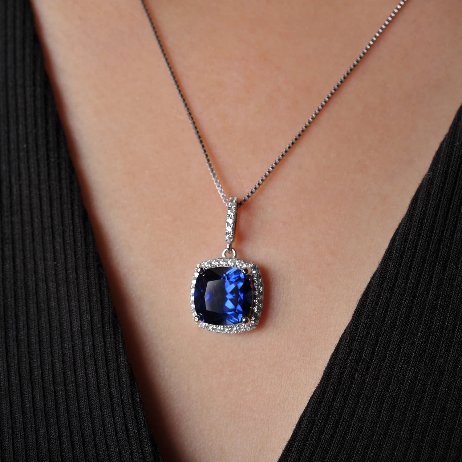 AVERLLA™ Celestial Blue Sapphire Pendant Necklace