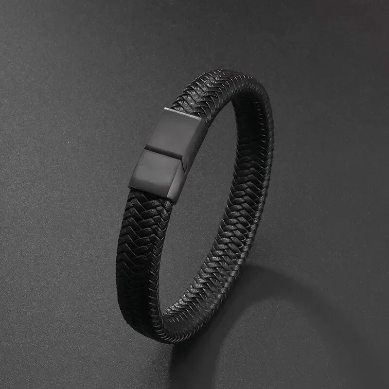 AVERLLA™ Black Magnetic Leather Bracelet